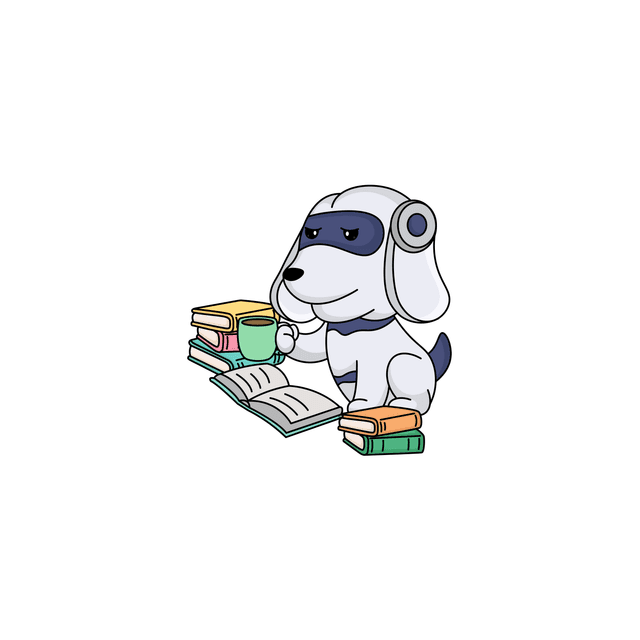Dog Superhero Studying at Desk