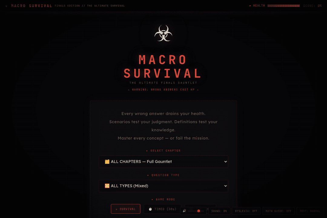 Macro Survival - Midterm Two survive or die