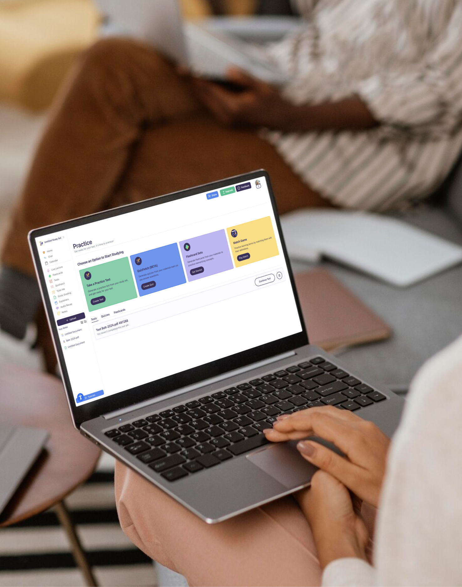 The StudyFetch institution dashboard showing student analytics